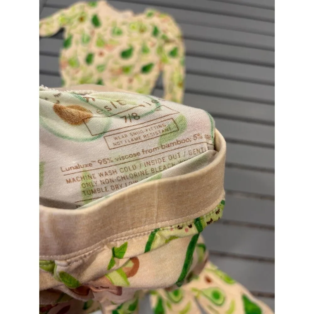 Little Sleepies Pajama Set 2 Piece Size 7/8 Avocados Unisex